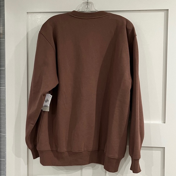 BP. Fleece Oversized Brown Crewneck Sweatshirt Casual Streetwear Size Small - Picture 3 of 4